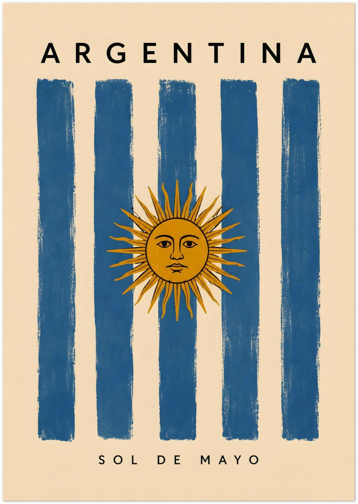Argentina Sol De Mayo Flag Print displayed on A0 (84.1 x 118.9 cm) Archival Paper (250 GSM)