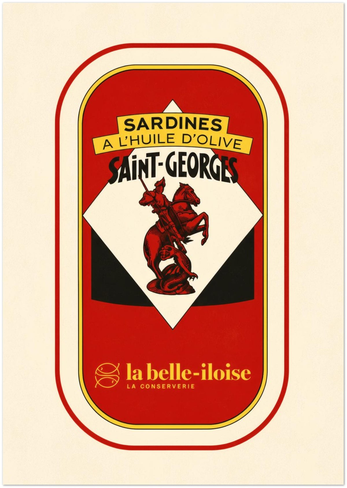 Vintage French Sardine Tin Art Print displayed on Premium Paper (170 GSM) A3 (29.7 x 42 cm)