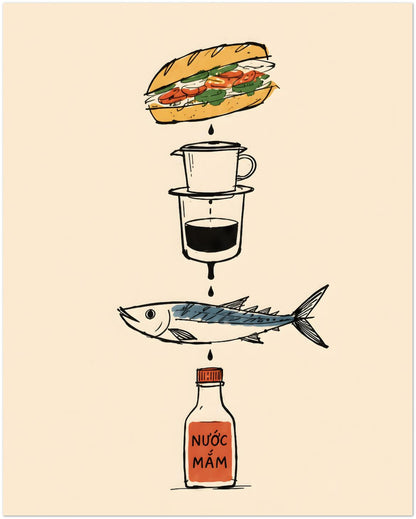 Vietnamese Food Staples Illustrated Poster displayed on Premium Paper (170 GSM) 20x25 cm / 8x10″
