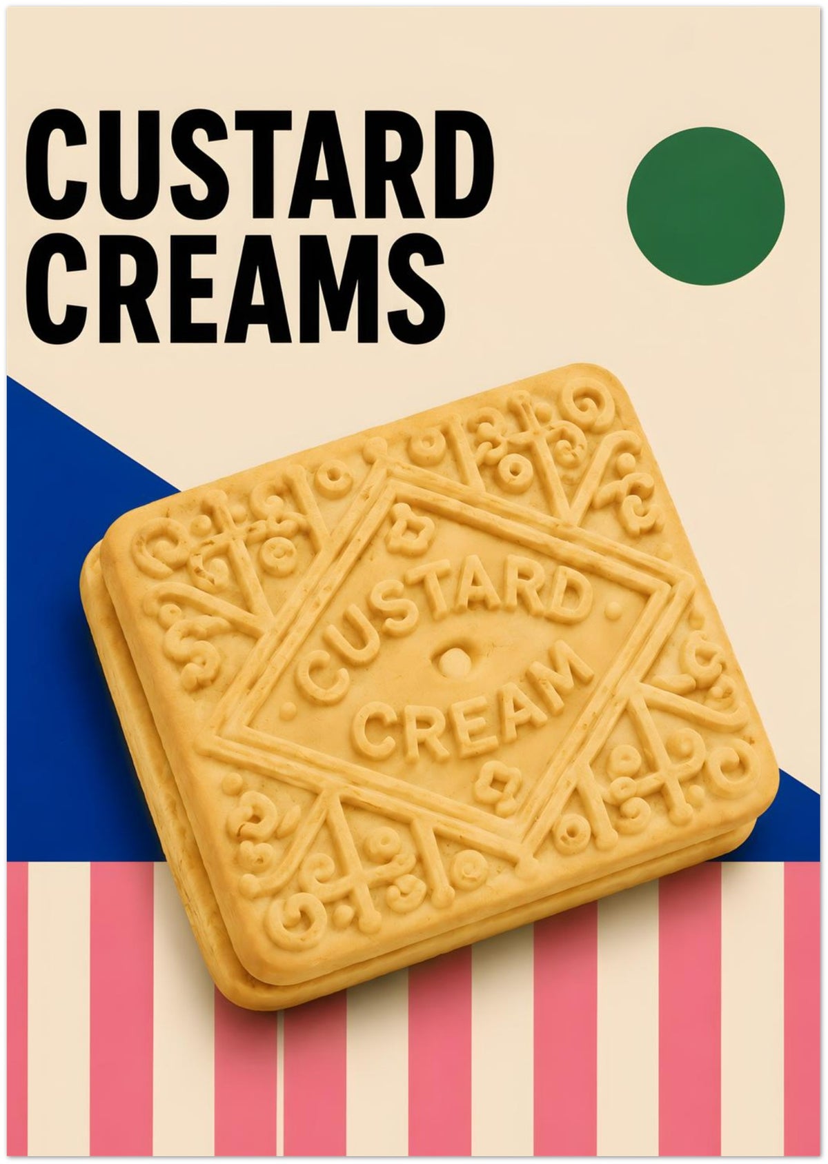 Custard Cream Biscuit Art Print displayed on Premium Paper (170 GSM) 21x29.7 cm / 8x12"