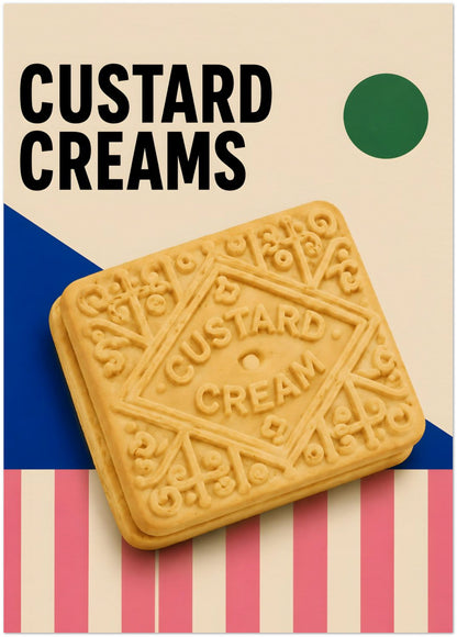 Custard Cream Biscuit Art Print displayed on Archival Paper (250 GSM) 50x70 cm / 20x28″