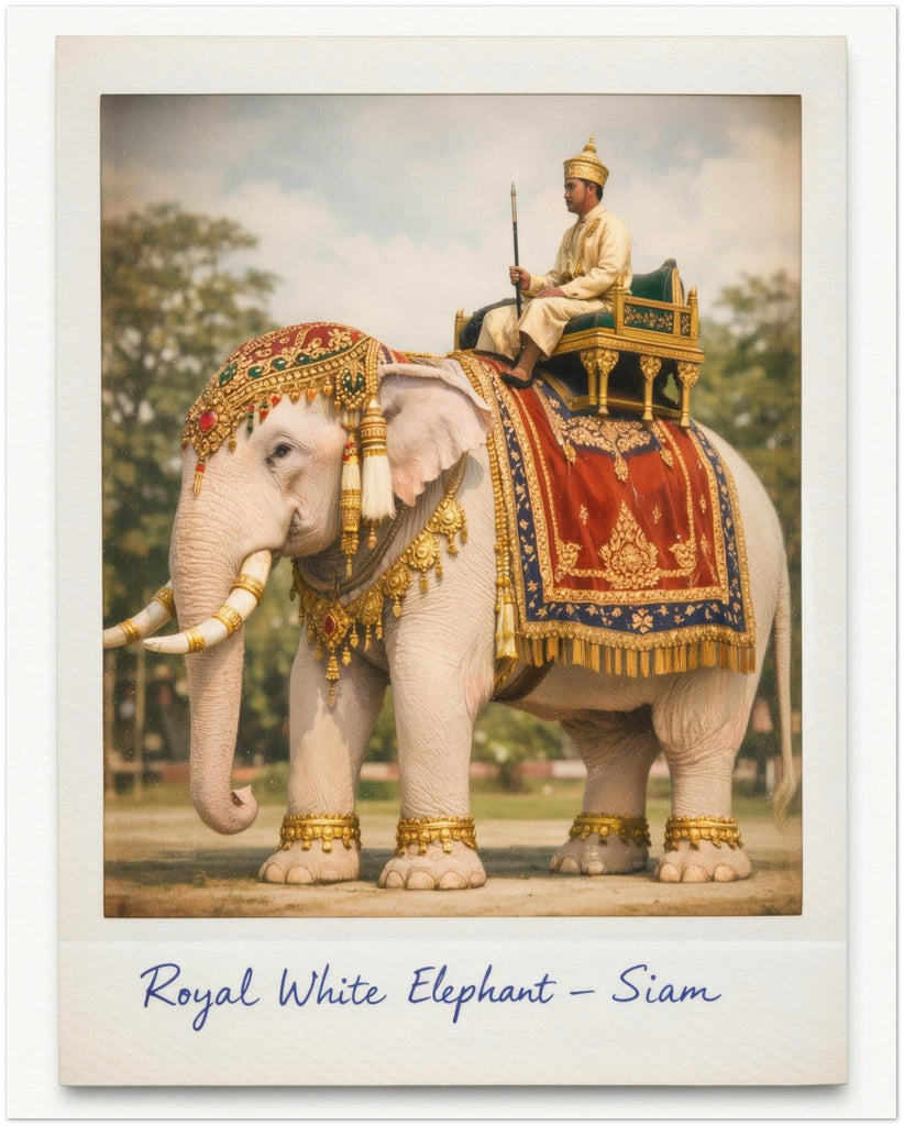 Royal White Elephant Polaroid Print | Thailand Animal Photography Poster