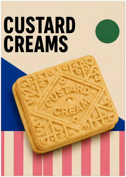 Custard Cream Biscuit Art Print displayed on Archival Paper (250 GSM) 21x29.7 cm / 8x12"