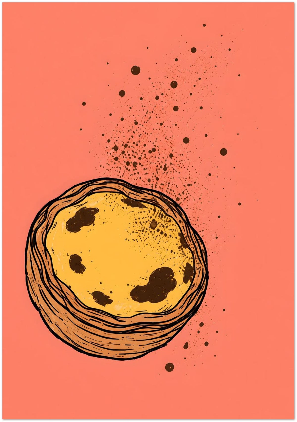 Minimalist Pastel De Nata Print Portuguese Food Art displayed on Premium Paper (170 GSM) 70x100 cm / 28x40″
