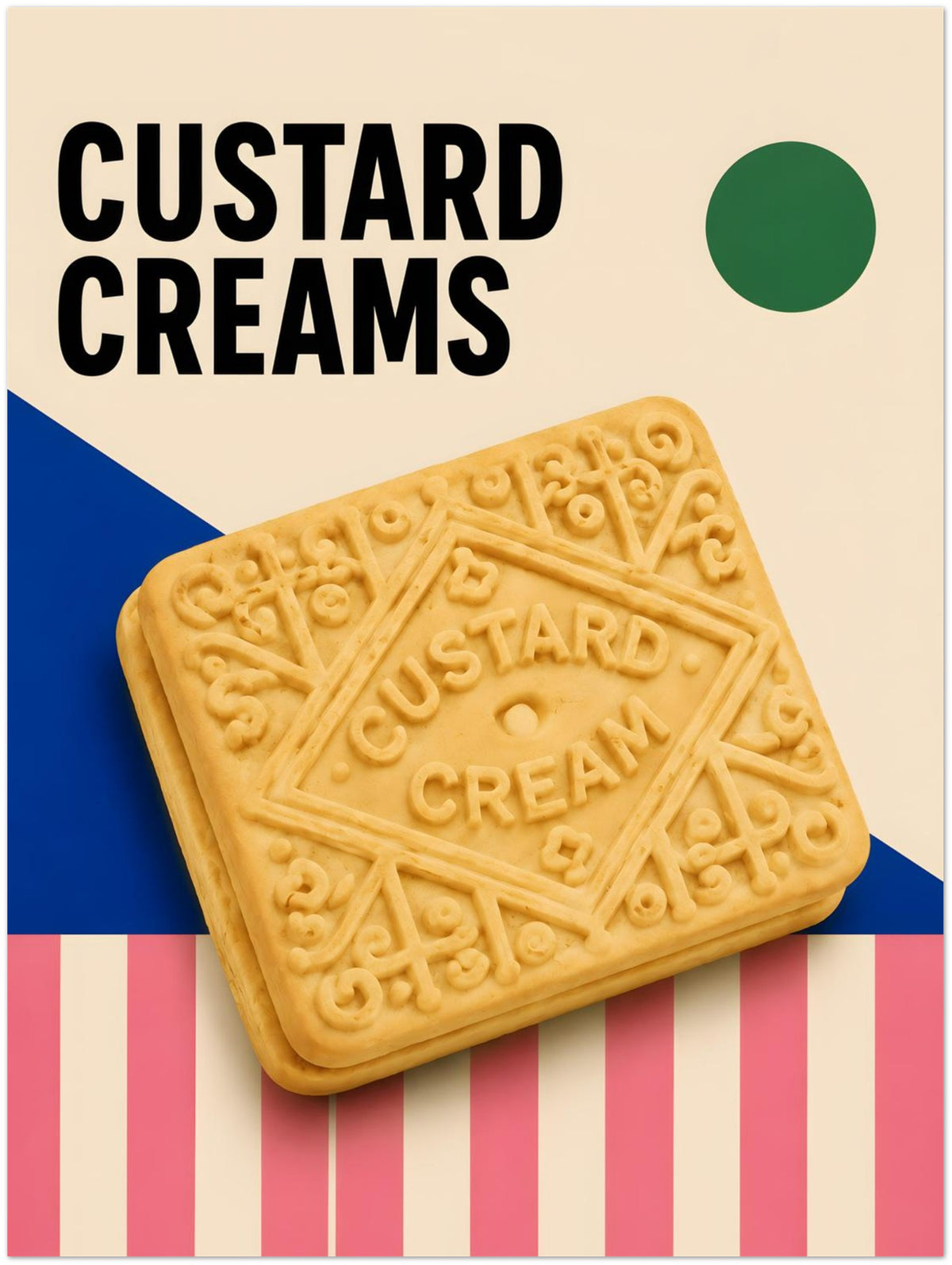 Custard Cream Biscuit Art Print displayed on Premium Paper (170 GSM) 30x40 cm / 12x16″
