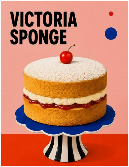 Pink Retro Victoria Sponge Cake Poster displayed on Archival Paper (250 GSM) 27x35 cm / 11x14″