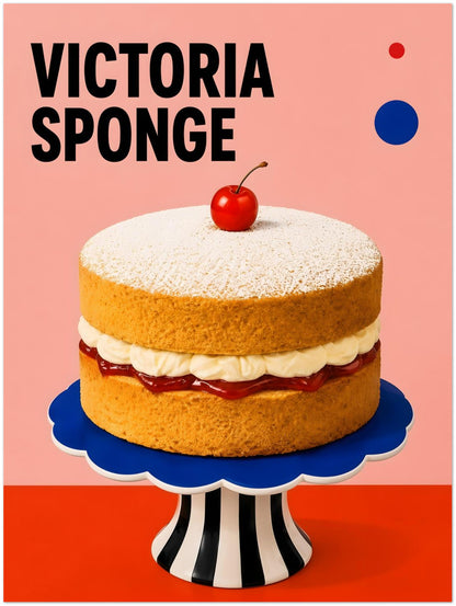 Pink Retro Victoria Sponge Cake Poster displayed on Premium Paper (170 GSM) 30x40 cm / 12x16″