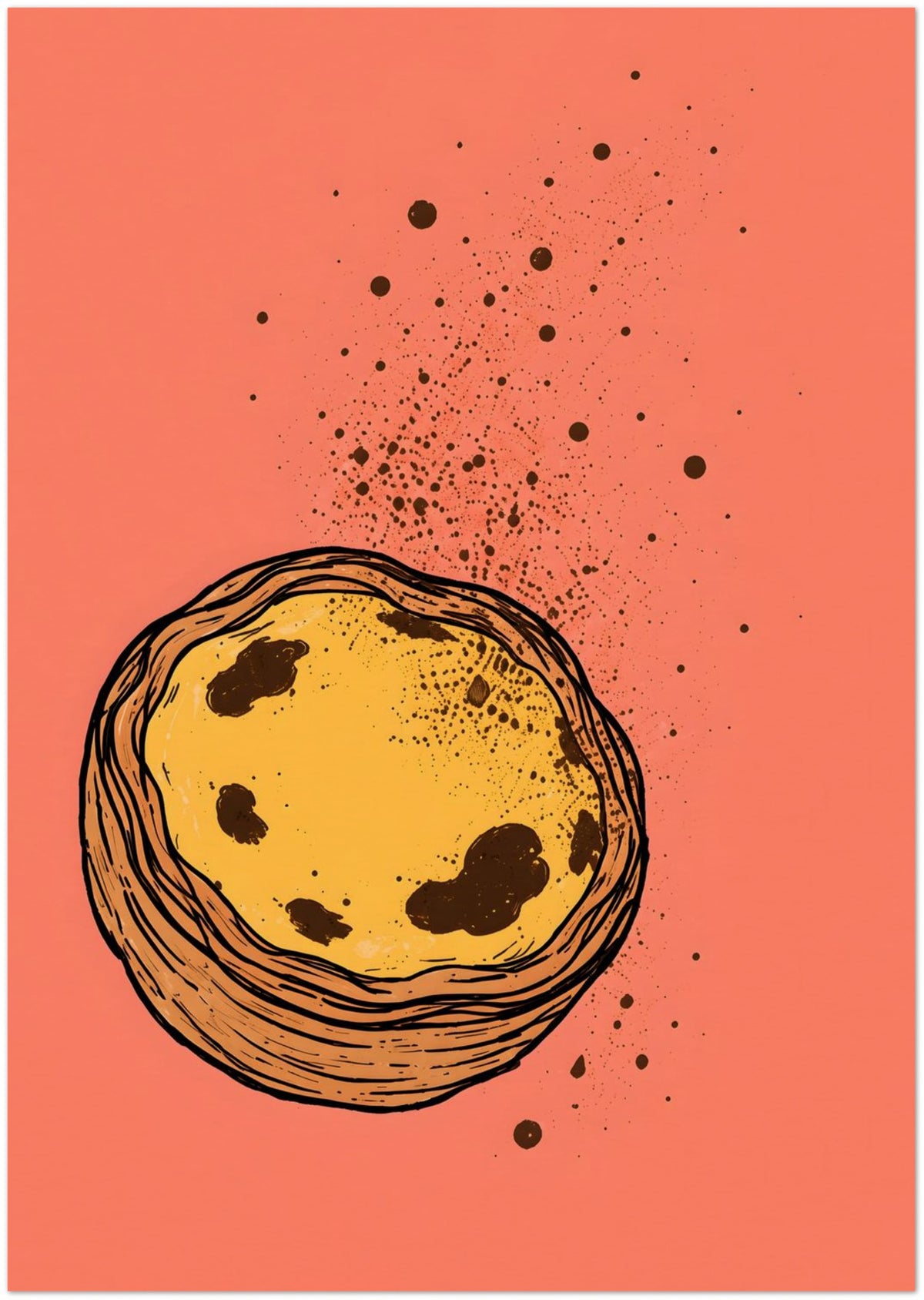 Minimalist Pastel De Nata Print Portuguese Food Art displayed on Archival Paper (250 GSM) A2 (42 x 59.4  cm)