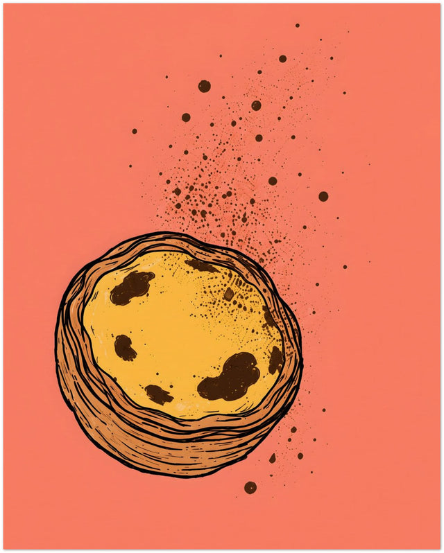 Minimalist Pastel De Nata Print Portuguese Food Art displayed on Archival Paper (250 GSM) 20x25 cm / 8x10″