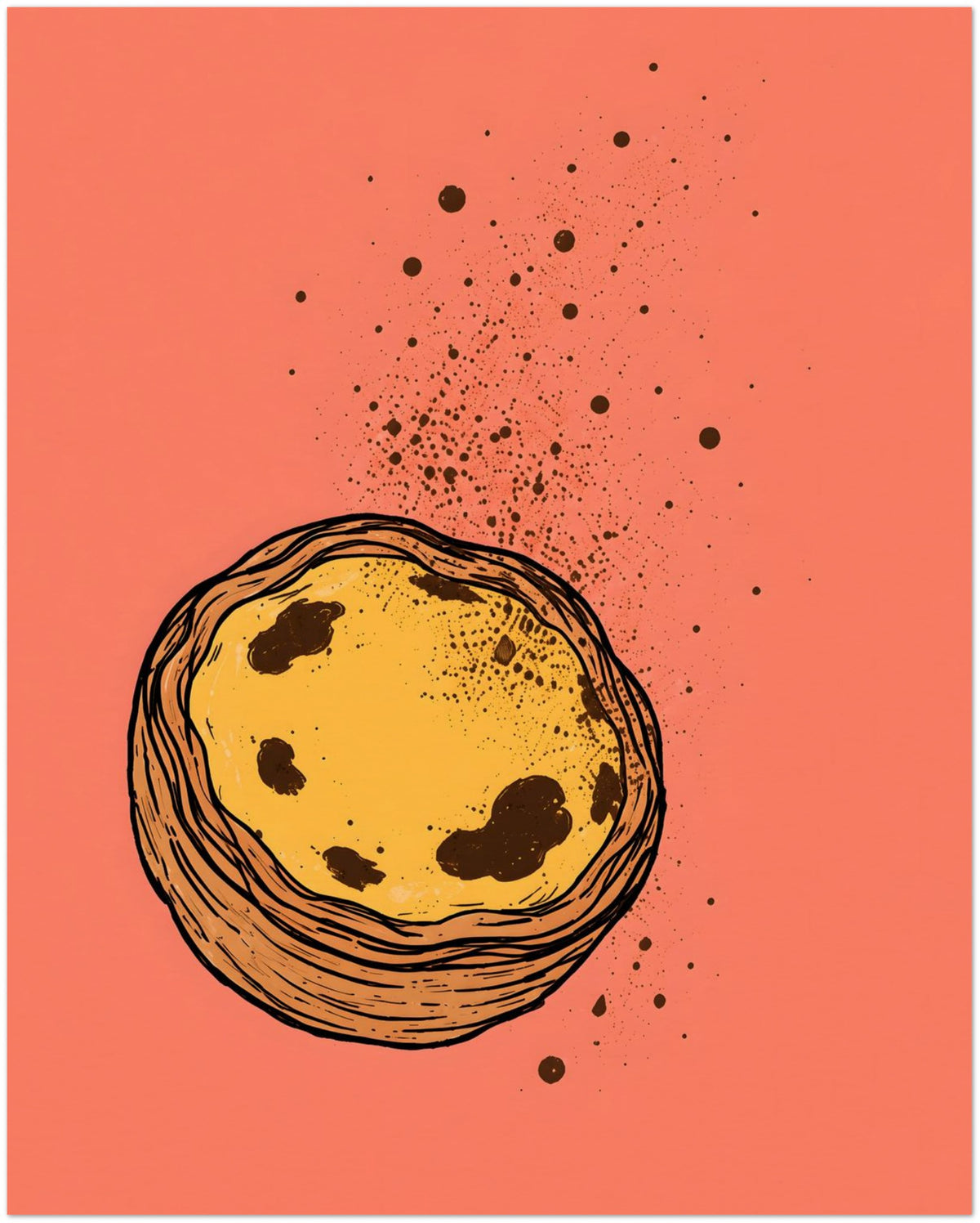 Minimalist Pastel De Nata Print Portuguese Food Art displayed on Archival Paper (250 GSM) 40x50 cm / 16x20″