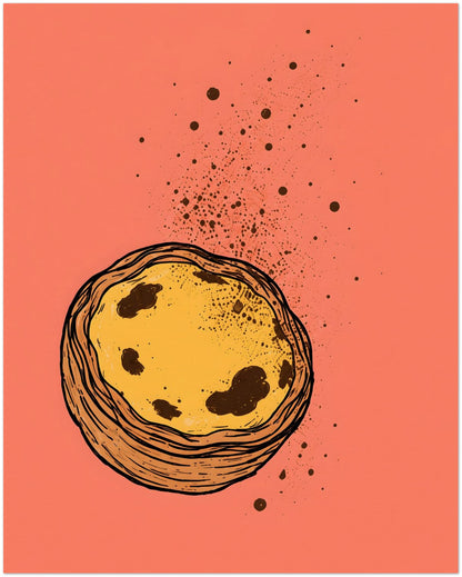 Minimalist Pastel De Nata Print Portuguese Food Art displayed on Archival Paper (250 GSM) 40x50 cm / 16x20″