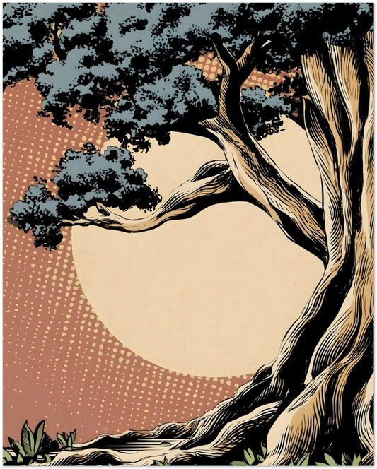 Thai Bodhi Tree Pop Art Print displayed on Archival Paper (250 GSM) 20x25 cm / 8x10″