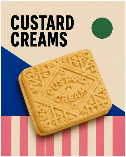 Custard Cream Biscuit Art Print displayed on Archival Paper (250 GSM) 40x50 cm / 16x20″