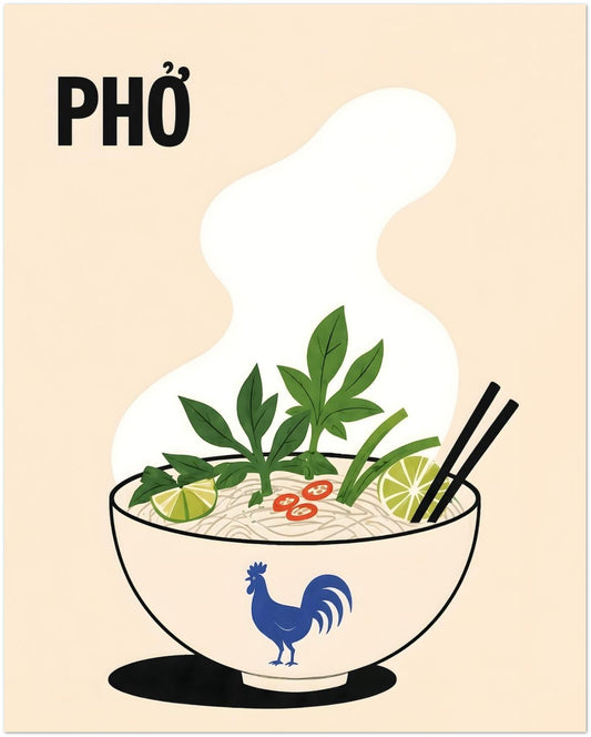 Vietnamese Pho Noodle Soup Poster displayed on Premium Paper (170 GSM) 20x25 cm / 8x10″