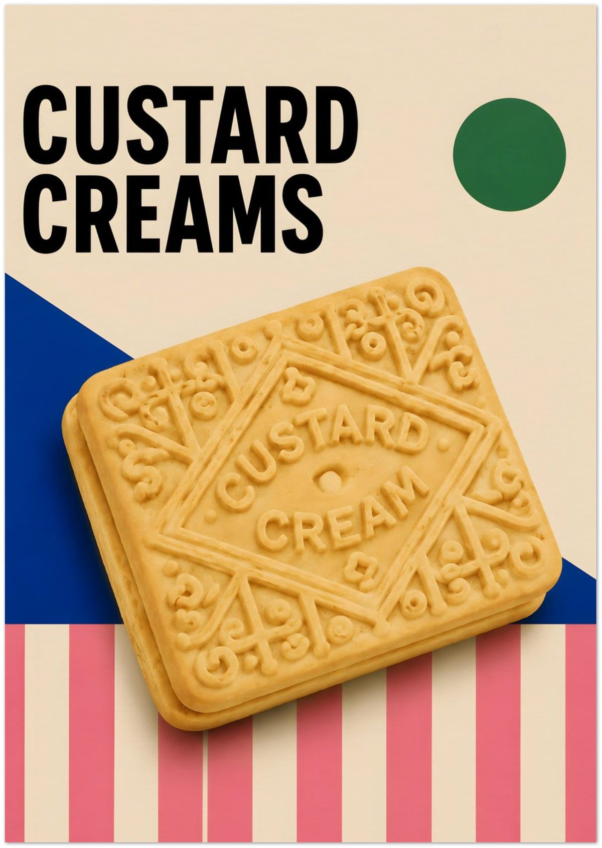 Custard Cream Biscuit Art Print displayed on Archival Paper (250 GSM) A1 (59.4 x 84.1  cm)