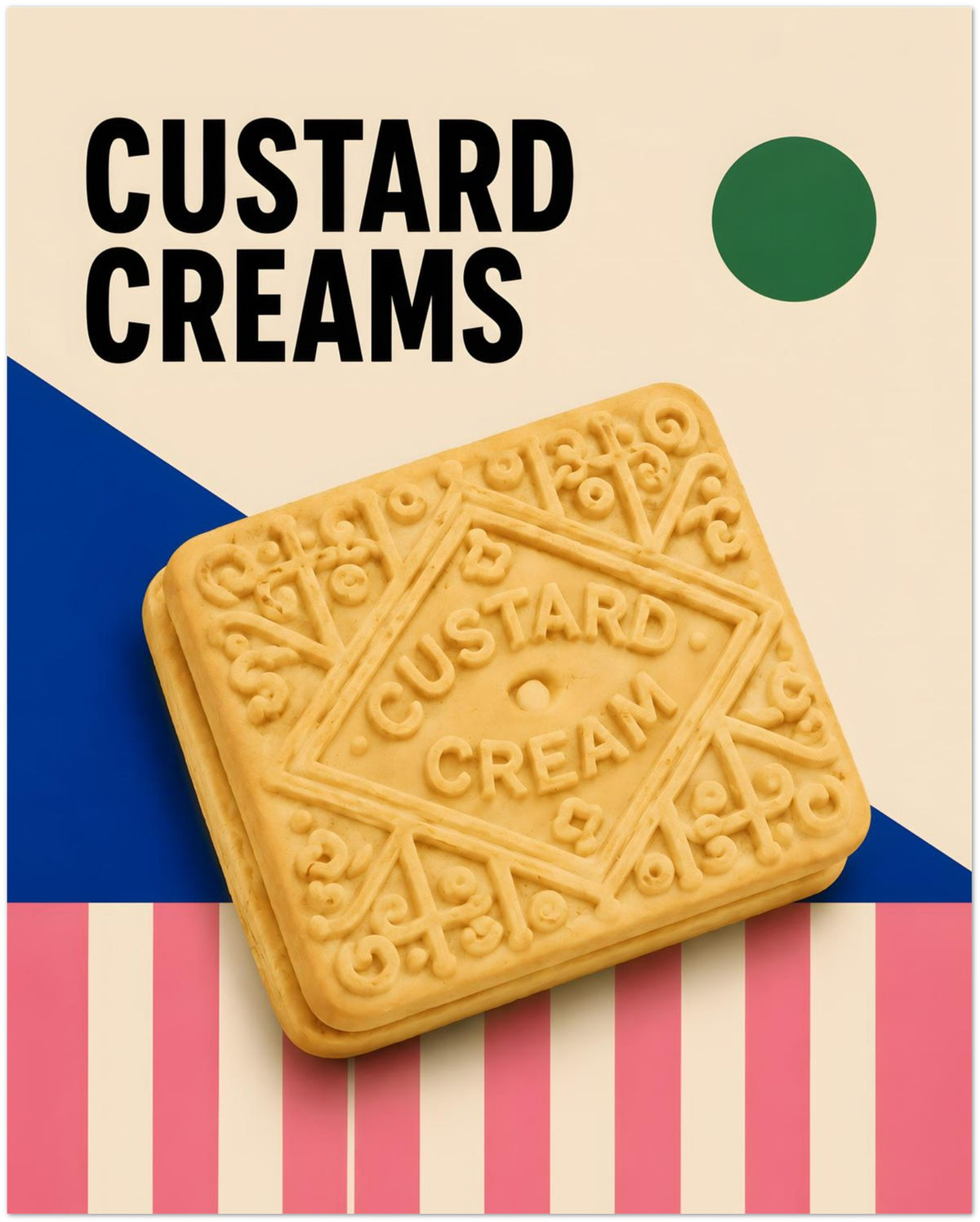 Custard Cream Biscuit Art Print displayed on Premium Paper (170 GSM) 40x50 cm / 16x20″