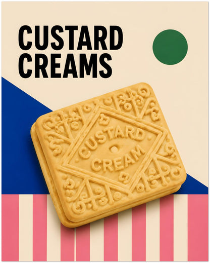 Custard Cream Biscuit Art Print displayed on Premium Paper (170 GSM) 40x50 cm / 16x20″