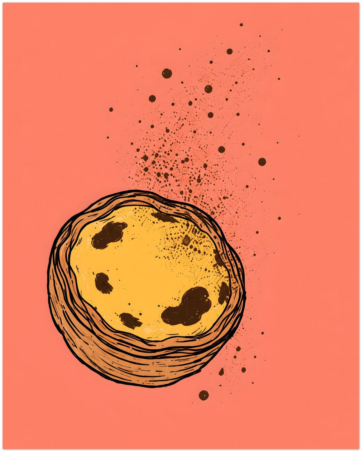 Minimalist Pastel De Nata Print Portuguese Food Art displayed on Premium Paper (170 GSM) 40x50 cm / 16x20″