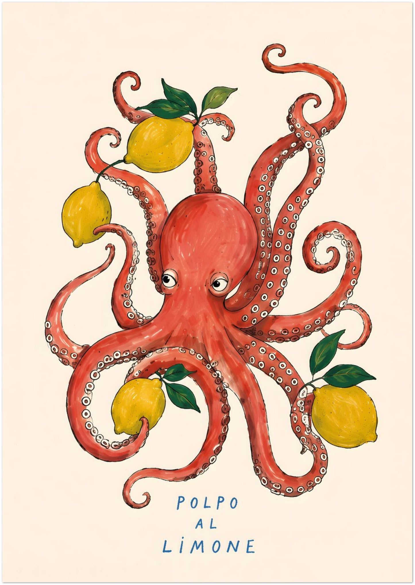 Italian Octopus and Lemon Poster