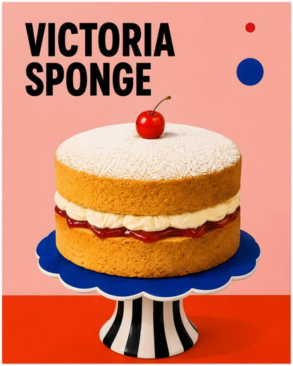 Pink Retro Victoria Sponge Cake Poster displayed on Premium Paper (170 GSM) 20x25 cm / 8x10″