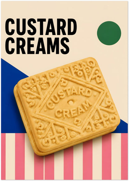 Custard Cream Biscuit Art Print displayed on Premium Paper (170 GSM) A0 (84.1 x 118.9  cm)