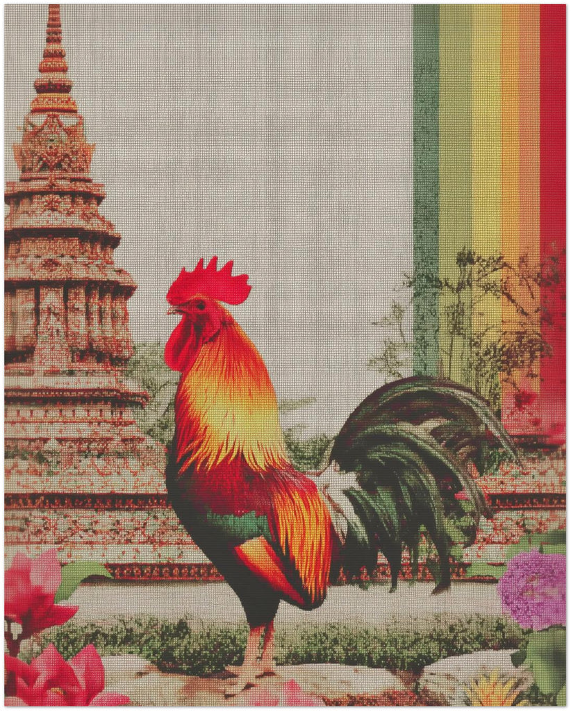 Thai Rooster Temple Decor Print