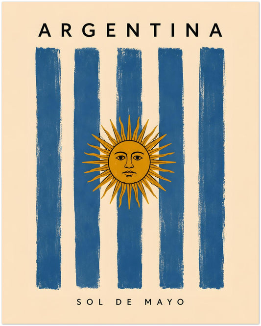 Argentina Sol De Mayo Flag Print displayed on 20x25 cm / 8x10″ Premium Paper (170 GSM)