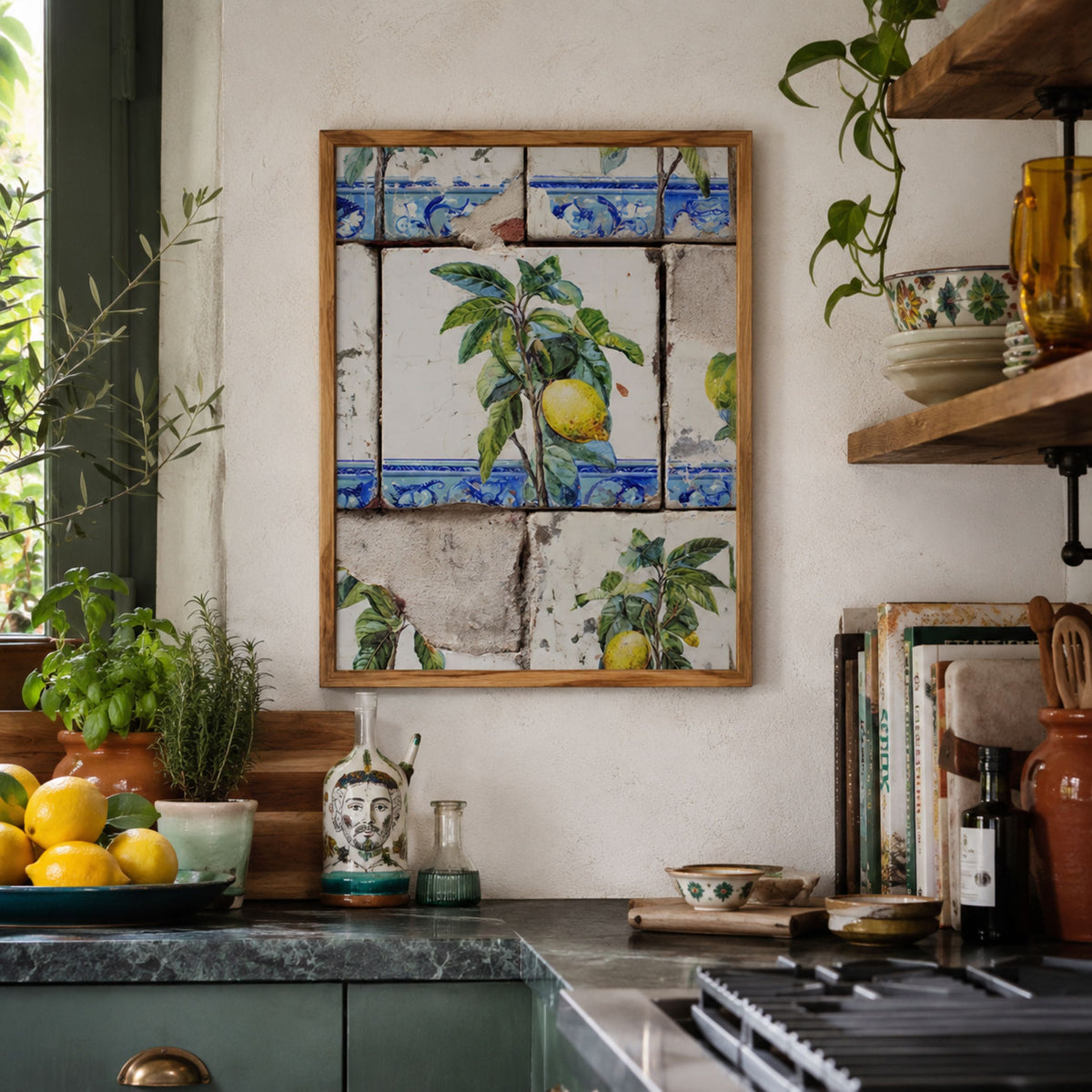 Portuguese Lemon Azulejo Tile Print