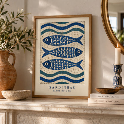 Portuguese Calçada Sardine Mosaic Print