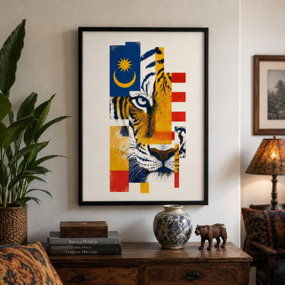 Malaysian Tiger and Flag Print