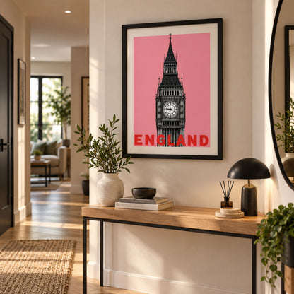 Pink Big Ben Pop Art Poster