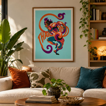 Orange Thailand Hanuman Monkey Poster