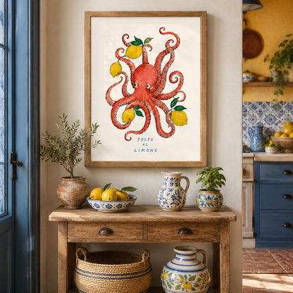 Italian Octopus and Lemon Poster
