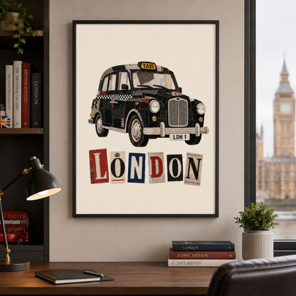 London Black Cab Cut Out Print