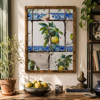 Portuguese Lemon Azulejo Tile Print