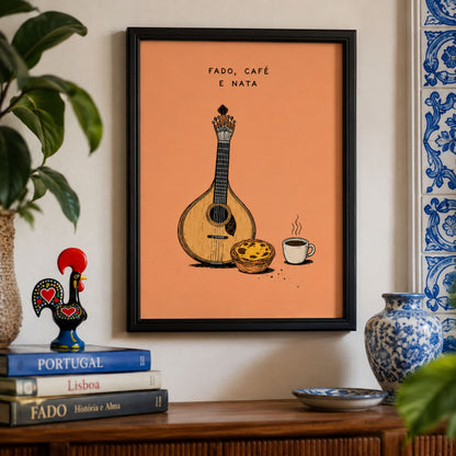 Portuguese Fado Guitar & Coffee Print