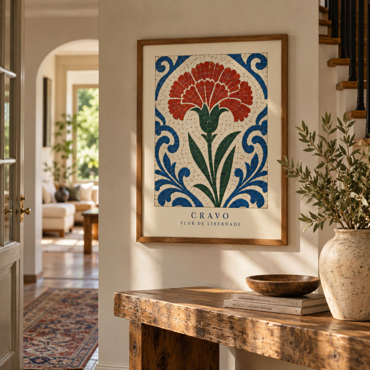Portuguese Carnation Calcada Tile Print