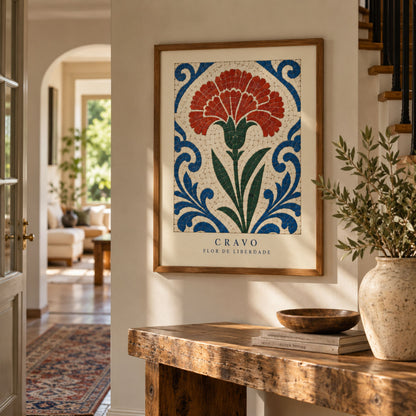 Portuguese Carnation Calcada Tile Print
