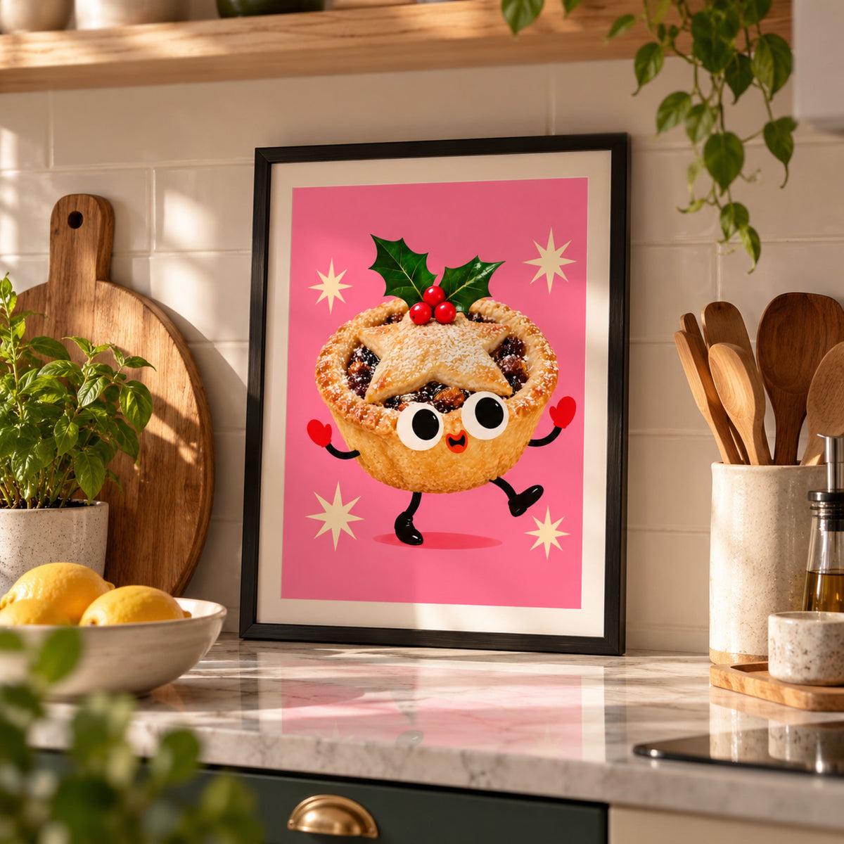 British Cheerful Christmas Mince Pie Poster