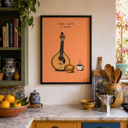 Portuguese Fado Guitar & Coffee Print
