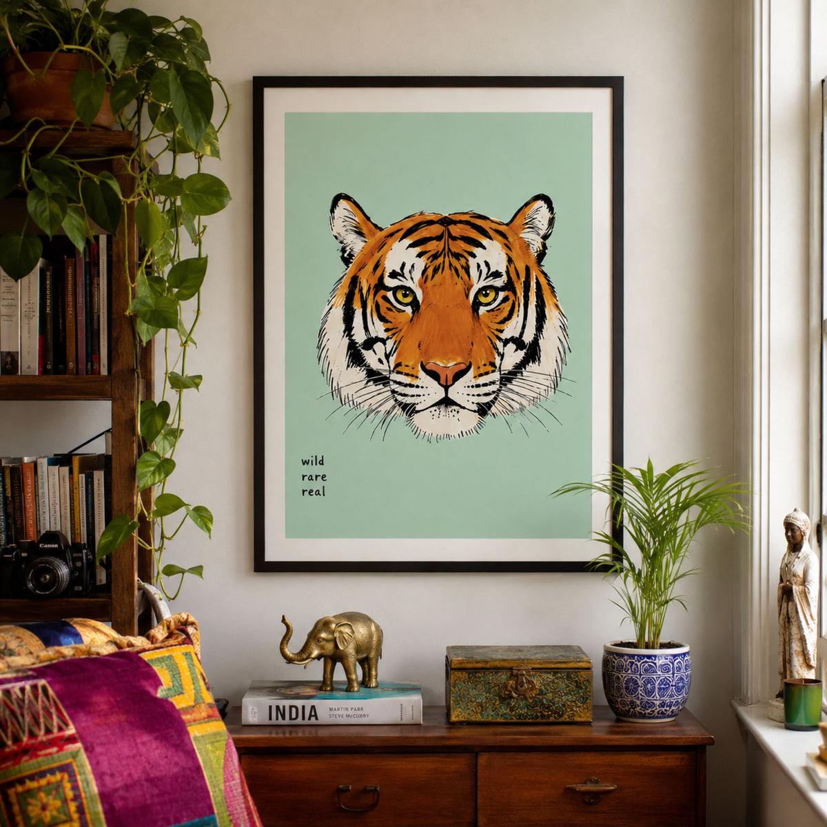 Orange Malayan Tiger Face Print