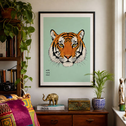 Orange Malayan Tiger Face Print