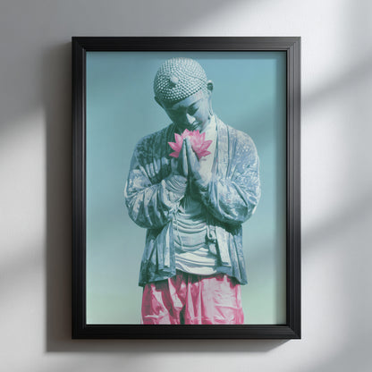 Buddha & Pink Lotus Art Print