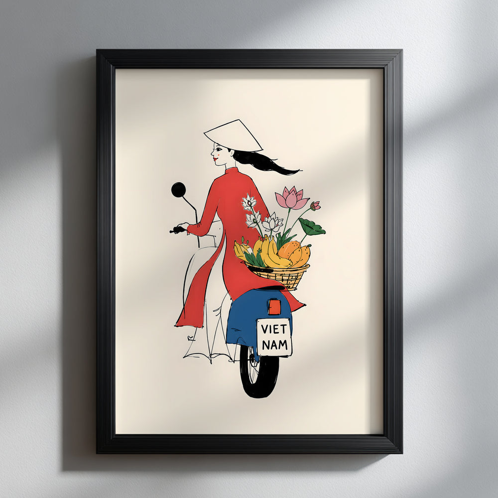 Vietnamese Women on Scooter Print