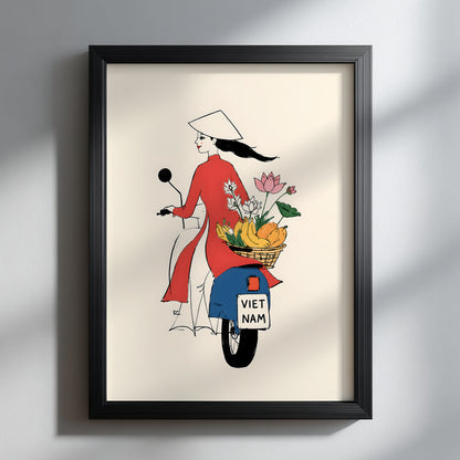 Vietnamese Women on Scooter Print