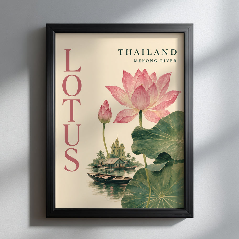 Thai Pink Lotus River Print