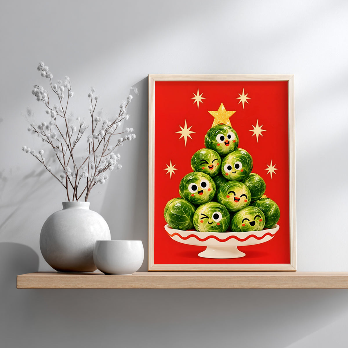 Smiling Brussels Sprouts Christmas Tree Poster