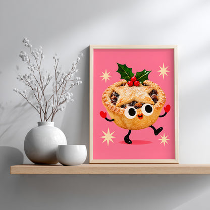 British Cheerful Christmas Mince Pie Poster