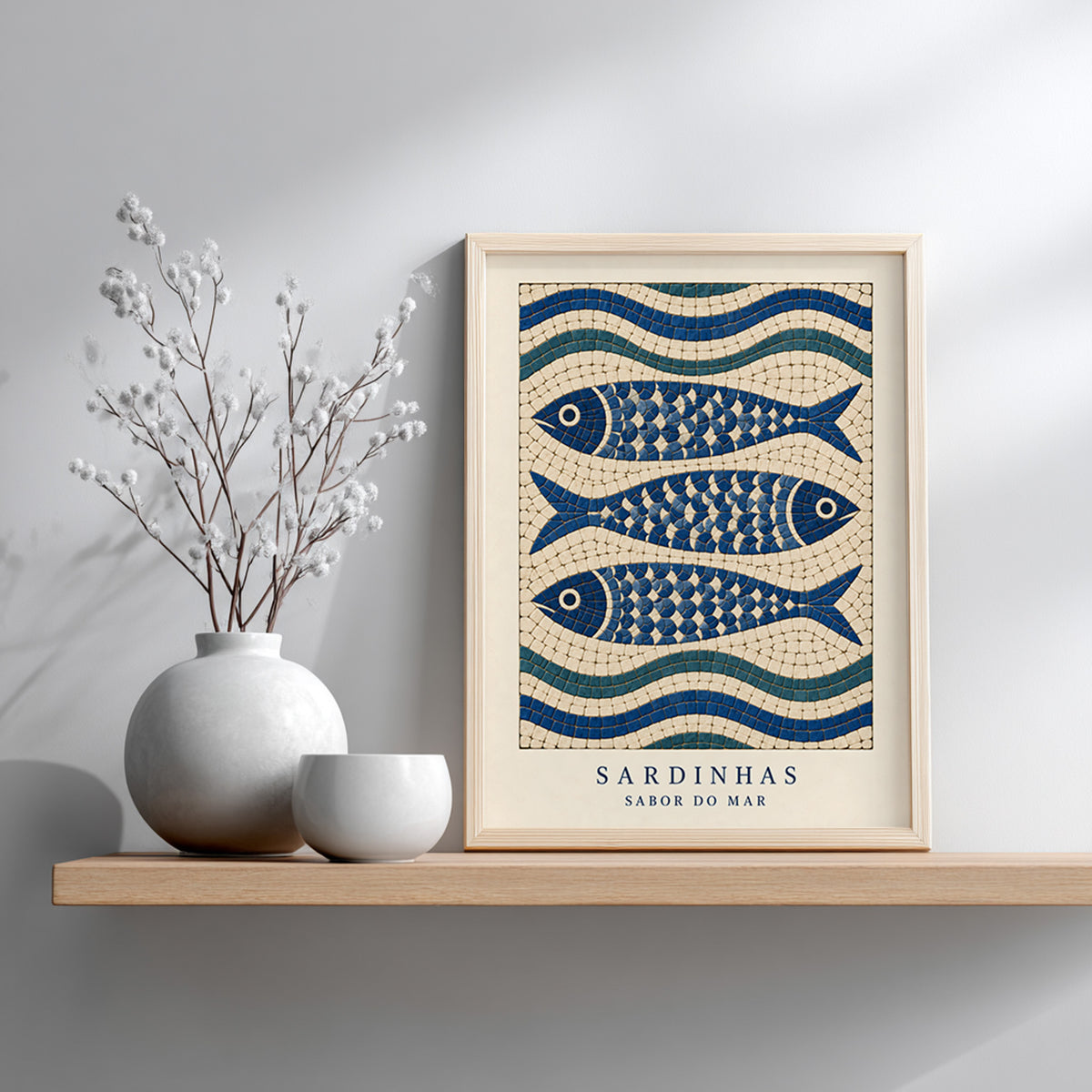 Portuguese Calçada Sardine Mosaic Print