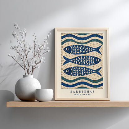 Portuguese Calçada Sardine Mosaic Print